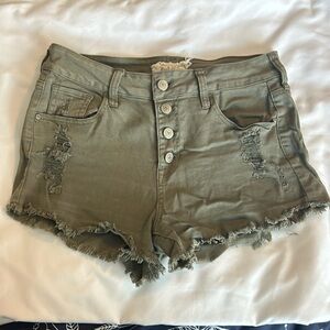 ARMY GREEN DENIM SHORTS